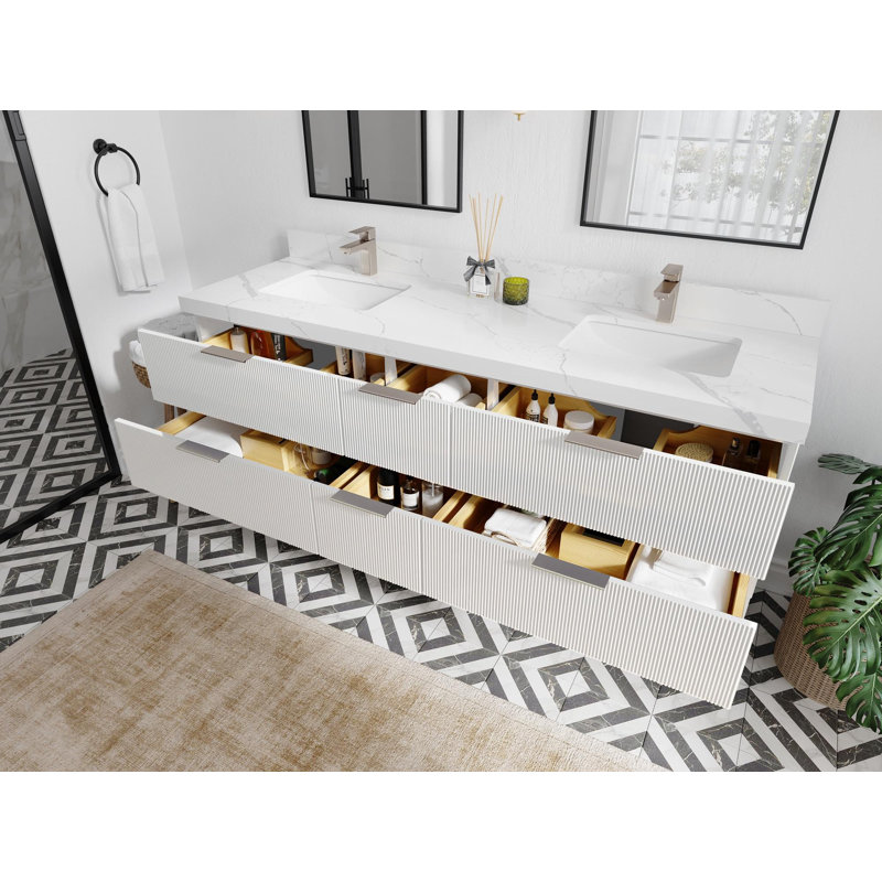 Willow Collections Catalina 72'' Double Bathroom Vanity with Quartz Top ...